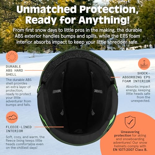 Image of Comstock Kids Ski & Snowboard Helmet with ABS Shell, EPS Impact Protection & 10 Cooling Vents - Adjustable Winter Sports Gear, Goggle Clip