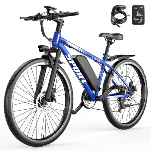 ASKGO Electric Bike for Adults, 1500W Motor, 26'' 480WH Mountain E Bikes with Large Front Fork, 25Mph 55Miles Range, 7 Speed Gearshift, with Fenders, Smart LCD Display