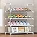 WANGJIA Étagère de Rangement pour étagère à Chaussures à 4 Niveaux, étagères empilables pouvant contenir 12 Paires de Chaussures Gris
