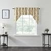 VHC Brands Dorset Farmhouse Kitchen Swag Valance Curtain Panels Floral Gold 36x36x16 Set of 2