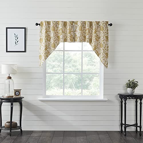 VHC-Brands-Dorset-Farmhouse-Kitchen-Swag-Valance-Curtain-Panels-Floral-Gold-36x36x16-Set-of-2 VHC Brands Dorset Farmhouse Kitchen Swag Valance Curtain Panels Floral Gold 36x36x16 Set of 2