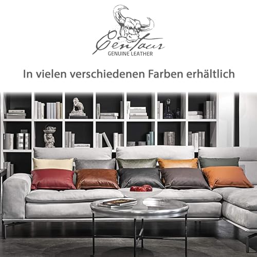 Centaur - Deko Lederkissen 50 x 40 cm für Sofa oder Schlafzimmer Cognac/Vintage - Echt Leder Kissen Echtleder Sofakissen Lederoptik