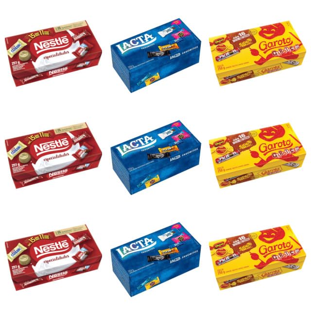 Kit 9 caixa de bombom sortidas nestle lacta garoto