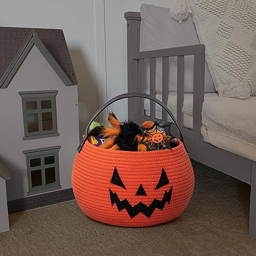 Image of Goodpick Pumpkin Basket for Halloween, Trick or Treat Bucket, Orange