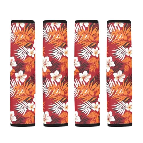 Image of AFPANQZ Orange Tropical Leaves 2 Pack Car Seat Belt Pads Covers Harness Universal Fit Cute Safety Seatbelt Universal for Most Car Laptop Backpack Luggage Bag Straps Pads