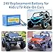 Airuxuan 24V 12Ah Lithium Battery for Kids Ride-On Cars & Power Wheels, 25A BMS, 2A Fast Charger,Compatible with Dynacraft Realtree 24V UTVs & Disney Princess Carriage