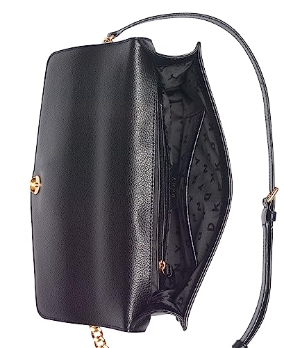 Image of DKNY Women's Elissa Leather Shoulder Bag with Logo Charm