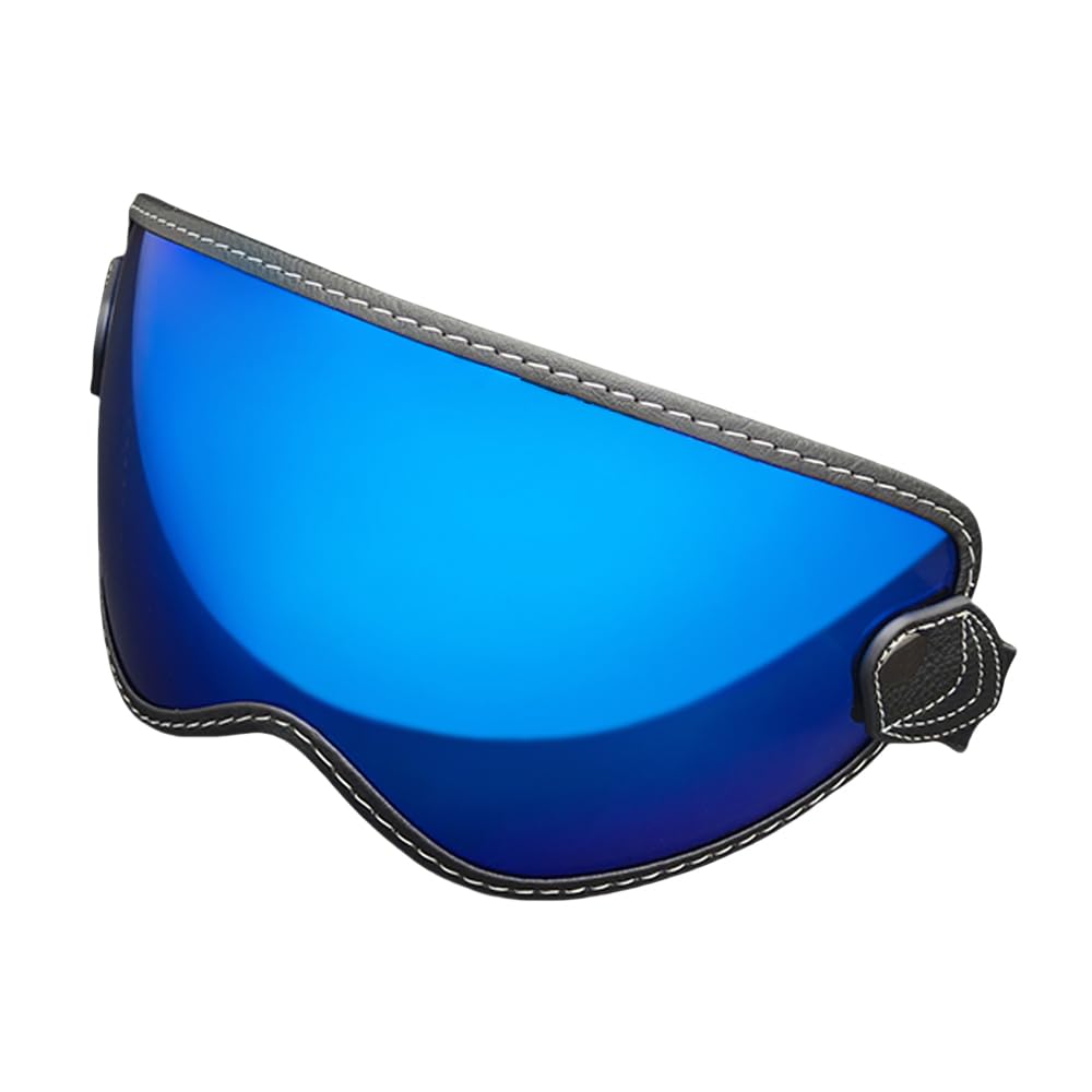 YMTSGEQ 3/4 Open Face Face Helmet Visor.Elastic Band Face Shield Sun Visor UV Protection Compatible with Retro Open Face 3/4 Face Helmet (Revo Deep Blue-Day Use Only)