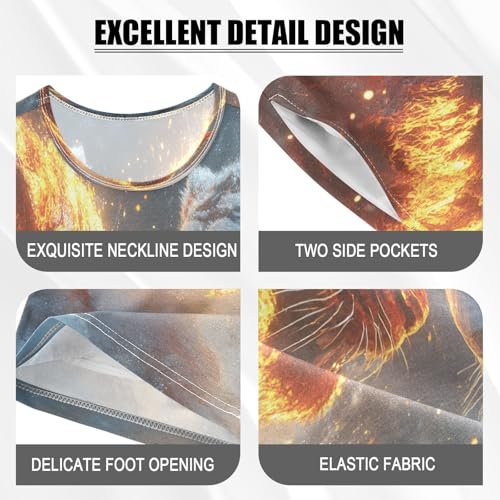 ALAZA Tiger Snow Fire Pajamas Set Short Sleeve Cotton Sleepwear Summer Pjs 2 Piece 5-14Y4