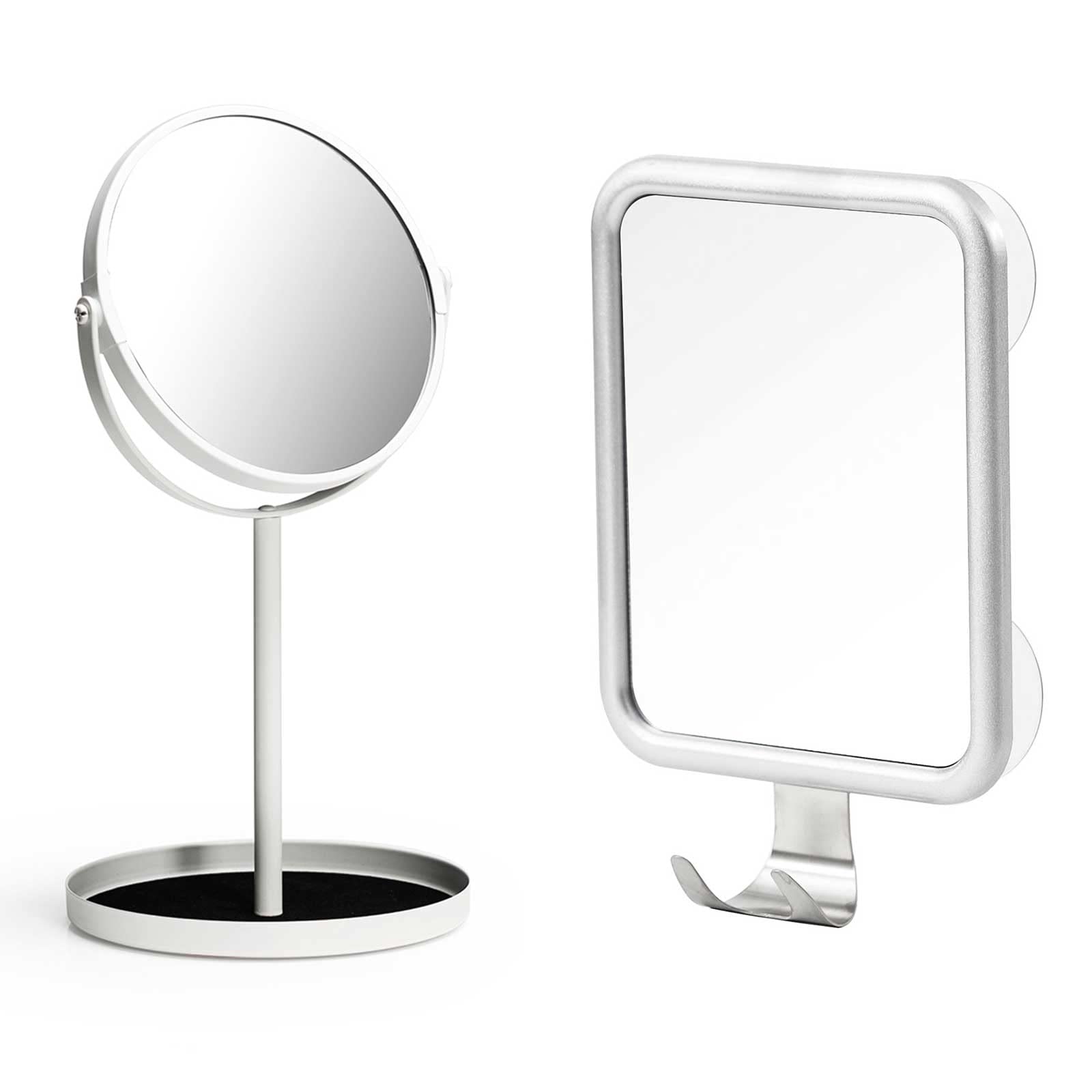 Ettori Shower Mirror Fogless for Shaving and Makeup Mirror-1x and 5X Magnification