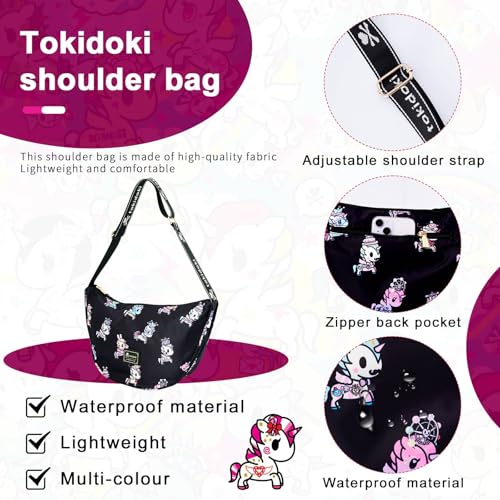 Tokidoki Crescent Bag for Women Unicorno Nylon Crossbody Bag Dumpling Cross Body Purse with Adjustable Strap (colorful)4