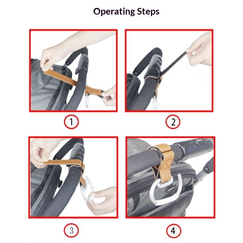 3 Pack Stroller Hooks, Stroller Straps for Diaper Bags,Adjustable Stroller Carabiner Clip,Baby Stroller Accessories for nuna,Uppababy,Bob,Hook for Bike,Scooter,Wheelchair (Type B Black)