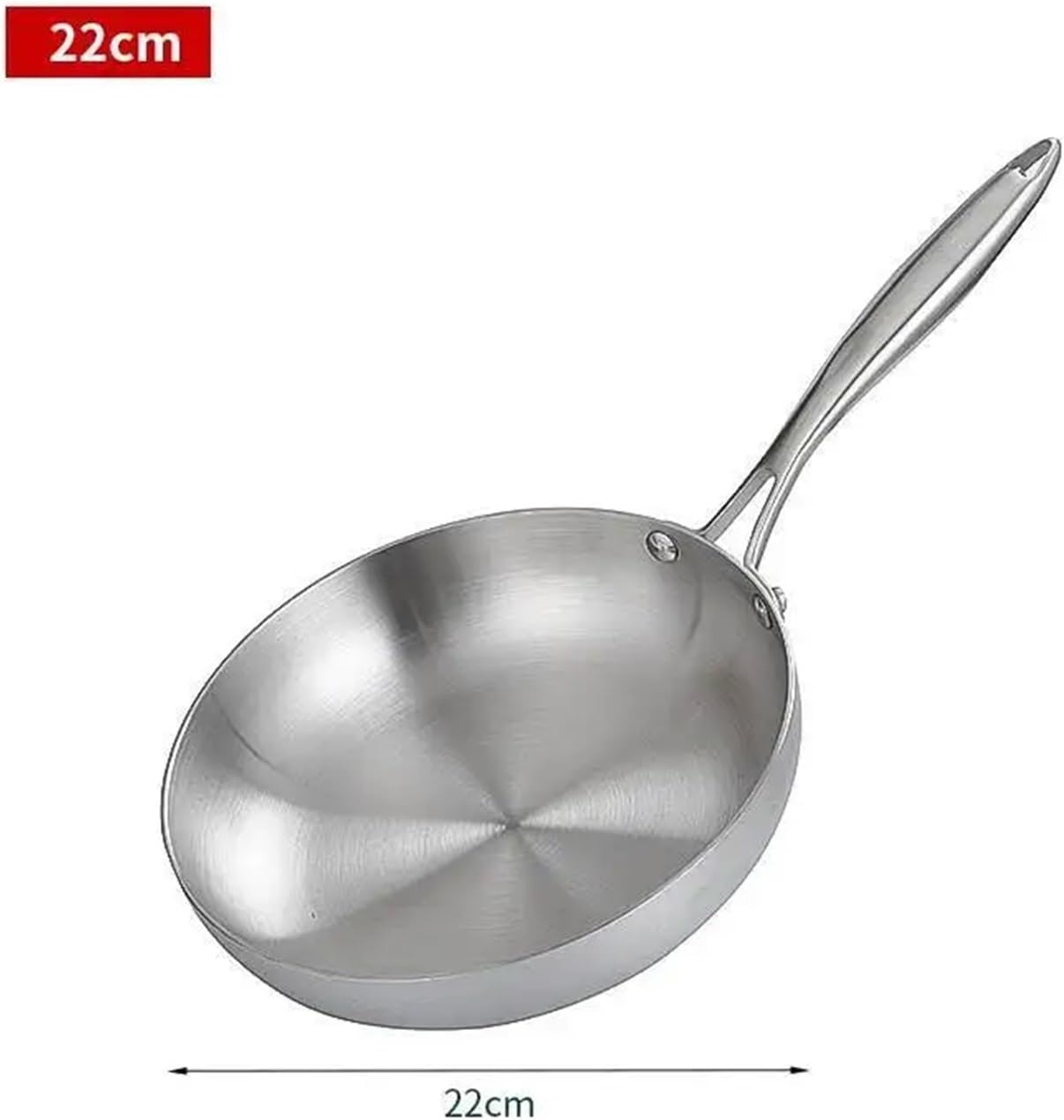 304 Stainless Steel Frying Pan, Fried Steak Pot Uncoated Kitchen Cookware(22cm)