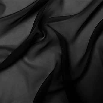 Chiffon Fabric | 10 Yards Continuous | 60" Wide | Wedding Decoration, DIY Decoration, Sheer, Drapery, Solid by Barcelonetta (Black)