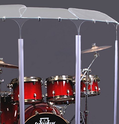 PENNZONI Drum Shield 6ft w/Plastic Hinges & Deflectors, Comes w/ 6 Drum Panels, Plastic Hinges & Deflectors, Premium Clear Acrylic Panels