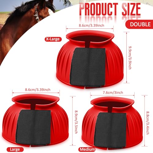 Image of Abbylike Bell Boots for Horses 1 Pair /2 Pair Available, Protect Against Hoof Impact Trauma, Rubber Bell Boots Horse Care for Turnout, No Rub Design Wrap Hook and Loop