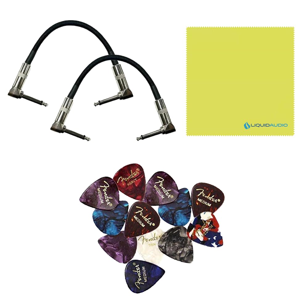 DigiTech Rubberneck Analog Delay Effect Pedal Bundle w/ 2-Pack Strukture S6P48 Woven Right Angle Patch Cable, 12-Pack Guitar Pick and Liquid Audio Polishing Cloth