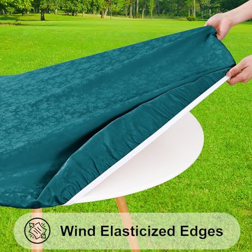 Image of Smiry Waterproof Heavy Duty Vinyl Fitted Tablecloth for 45 inch-56 inch Round Table