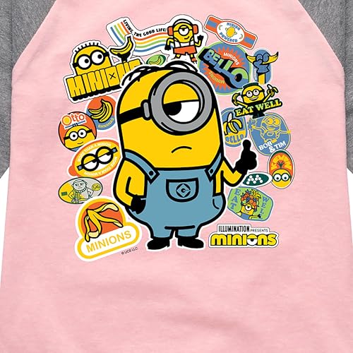 Despicable Me Minions - Banana Stickers - Toddler & Youth Girls Raglan Graphic T-Shirt3