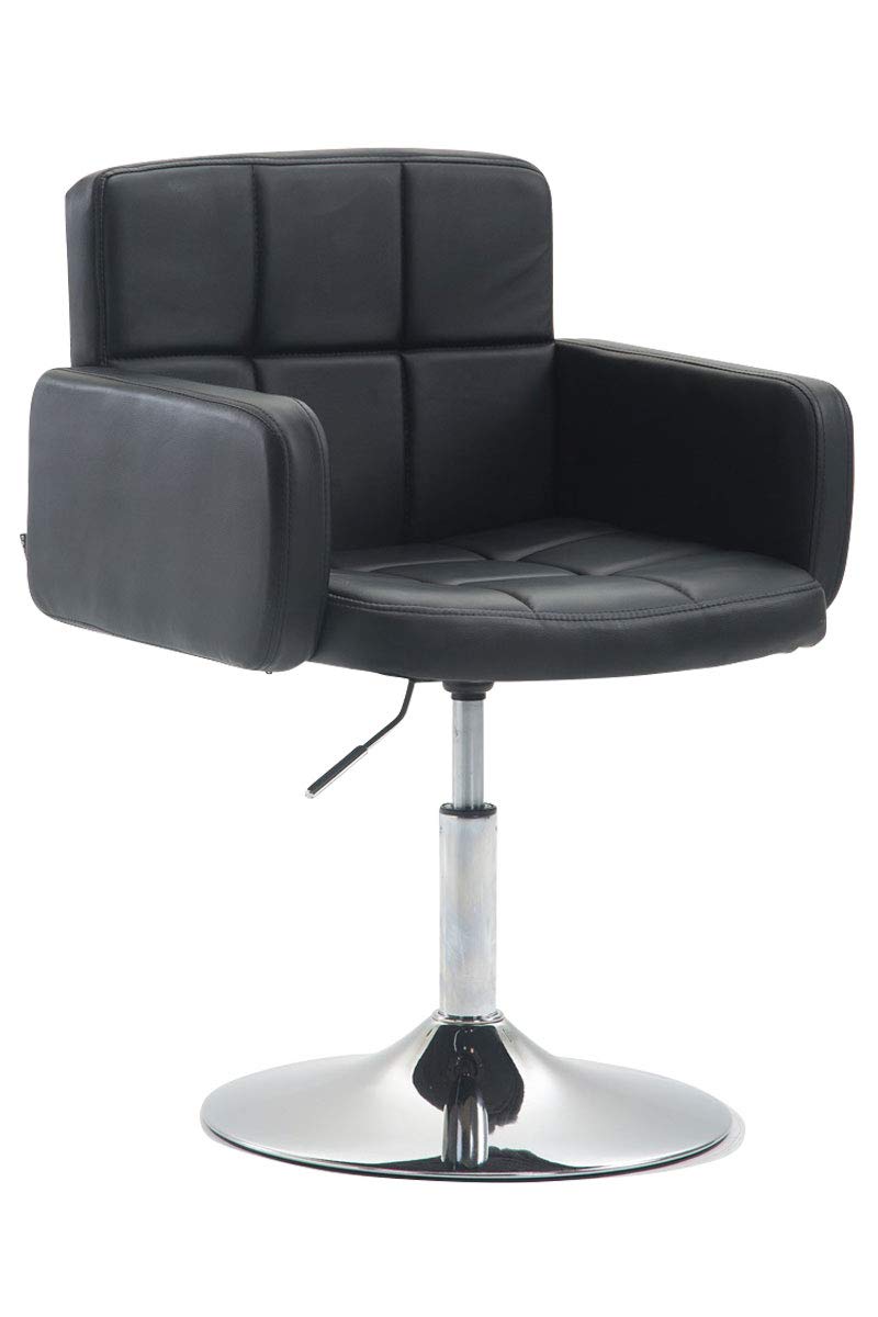 Silla Lounge Los Angeles En Cuero Sintético I Butaca De Salón Giratoria & Regulable en Altura I Taburete Bajo con Reposabrazos I Color:, Color:​Negro