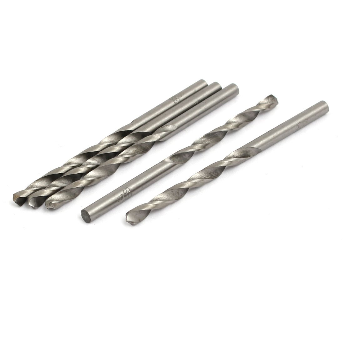 Aexit 3.8mm Dia Tool holder 74mm Length HSS Round drill hole Twist Drill Bit Silver Tone 5pcs Model:38as399qo600