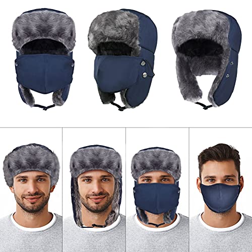 Trooper Trapper Hat Warm Winter - Thermal Fur Fleece Russian Ushanka Hats Mask Ear Flap Snow Ski Hunting Bomber Cap Men Women #TOP4