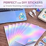 20 Sheets Holographic Sticker Paper 8.5x11 Inch Printable Waterproof Rainbow Vinyl for Inkjet or Laser Printer