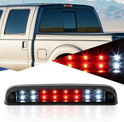 Dual Row LED Center High Mount Stop Lamp Third Brake Cargo Light Compatible with Ford F250 F350 Super Duty 99-16 | Ranger 93-11 | Explorer Sport Trac 01-05 | Mazda B-Series 94-10, Black Housing, Smoke