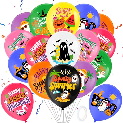 HOWAF 36pcs Summer Halloween Balloons Spooky Summer Latex Balloons Summer Halloween Decorations Balloon Hawaii Halloween Balloon Hawaii Themed Hallows Eve Ghost Party Supplies