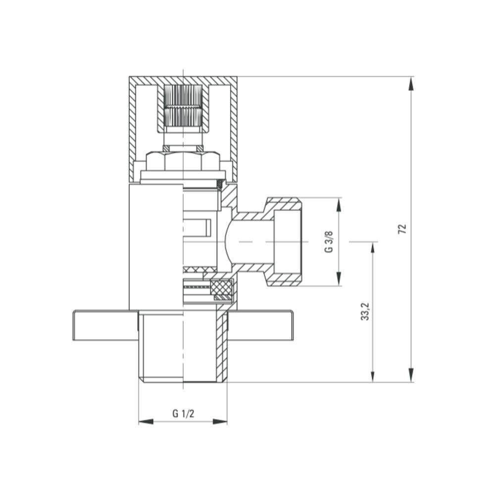Designer hoekventiel chroom van messing met geïntegreerde waterfilter