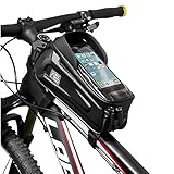 GORIX(ゴリックス) トップチューブバッグ 自転車 バッグ (GX-TB68) [ スマホ収納可能・タッチパネル対応・日よけ ] ロードバイク・クロスバイク・mtb他自転車 フレームバッグ (カーボンブラック)