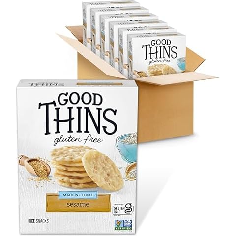 Good Thins Sesame Rice Snacks Gluten Free Crackers, 6-3.5 oz Boxes Cover