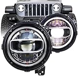 Cavauu 9-Inch Round LED Headlights Compatible with Jeep Wrangler JL JLU/Gladiator JT 2018-2025, Not for JK, DOT Approved Hi/Low Beam with Halo DRL
