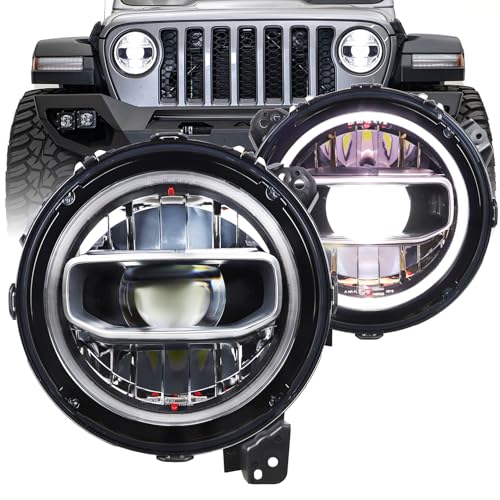 Cavauu 9-Inch Round LED Headlights Compatible with Jeep Wrangler JL JLU/Gladiator JT 2018-2025 Not for JK DOT Approved Hi/Low Beam with Halo DRL