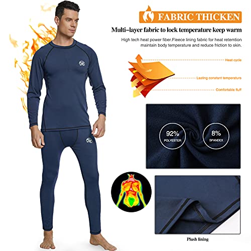 MeetHoo Men's Compression Base Layers Long Johns Winter Gear with Fleece Lined for Skiing Blue - Thumbnail 3