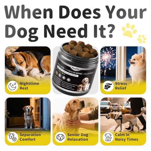 Image of Melatonin for Dogs - Advanced Dog Calming Chews for Restful Sleep & Emotional Support, Calming Treats for Dogs Relaxation, Stress Anxiety Support - Separation, Thunder, Fireworks, Bacon Flavor, 2 Pack