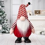 GMOEGEFT Christmas Gnome Singing and Dancing Santa, Xmas Nordic Holiday Home Decorations, Red and White