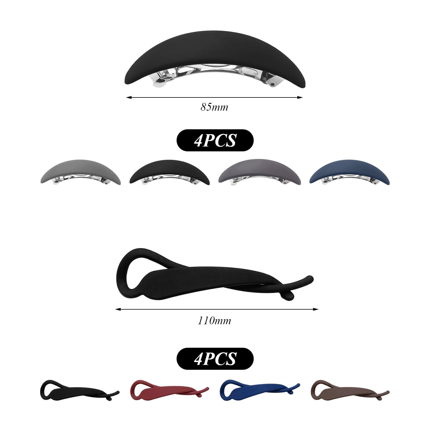 4 Pieces Of Curved Hair Clips And 4 Pieces Of Cross Hair Clips, Women'S Hair Accessories, Fashionable And Simple Hair Clips - Image 2