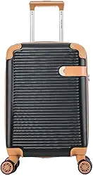 Mala de Bordo Rígida - Textura Canelada Distinta, Rodas Duplas Silenciosas 360°, Cadeado com Combinação Numérica | Leveza e Segurança Aprimoradas para Viagens (Preto, Pequeno)