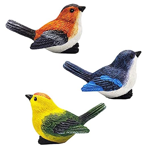 MAOMIA Miniature Bird Decorative Figurines 3 Pcs Mini Bird Figures Animal Model Toys Fairy Garden Decoration Plant Flower Pots Ornaments