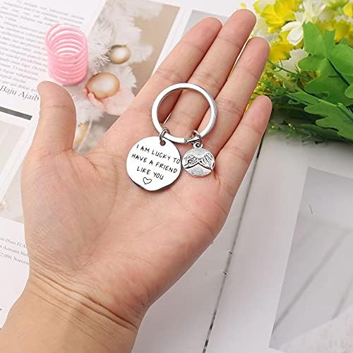 Best Friends Keychain, Exquisite Friendship Keychain I Am Lucky To Have A Friend Like You Keyring for Birthday Christmas Gifts