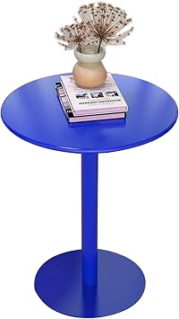 Bistro Table Round Cocktail Bar Table High Top Side Table for Outdoor Living Room Dining Room Kitchen, Tall Pub Bistro Table with Metal Base, Coffee End Table - Blue Size40x40x50cm