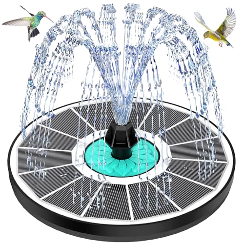 GAIZERL Solar Fountain Cyan Flower, Upgrade 3.5W Solar Bird Bath Fountains, Solar Powered Water Fountain with 7 Nozzles, 4 Fixed Pipes for Hummingbirds, Bird Bath, Garden, Pool, and Pond