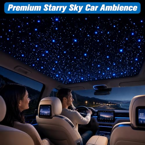 Image of CHINLY 2-in-1 460pcs Meteor Twinkle Starlight Headliner Kit 9.8ft (0.03+0.04+0.06in) RGBW Starlights+96pcs Shooting Stars, APP+Remote Control Star Headliner Kit, Car Star Lights for Car Roof