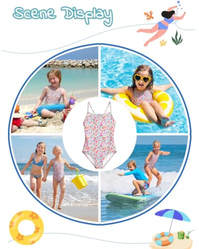 Image of weVSwe Baby Girl Swimsuit One Piece Swimsuit Cute Toddler Girls Sleeveless Bikini Kids 2-10 Years