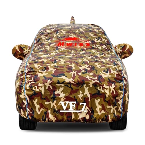 Image of Waterproof Car Cover for Vinfast VF 7 | Dustproof, UV & Scratch Resistant Soft Cotton Lining | Triple Stitched, Mirror Pockets & Elastic Hem | Jungle