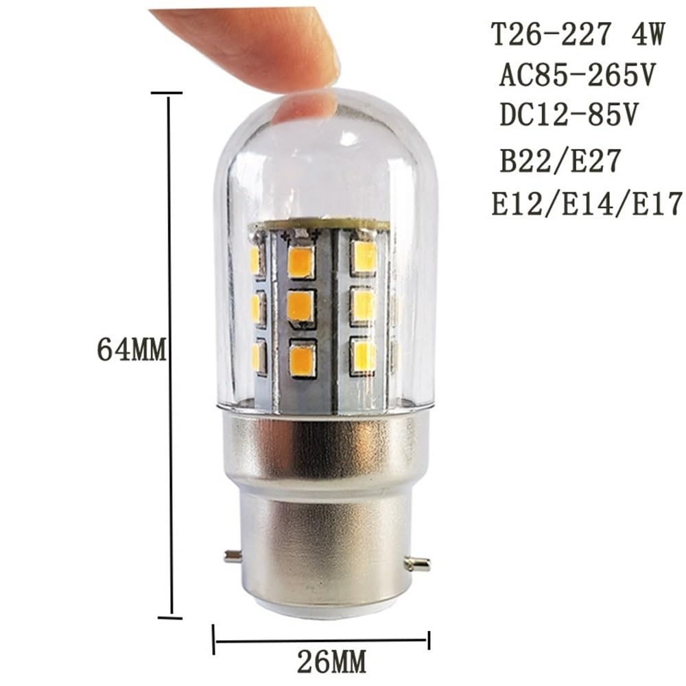 KJXP, Confezione da 20 mini lampadine LED a mais, E12/E14/E17/B22/E27 AC85-285V 4W luci notturne di cristallo(Warm white,E27 short)