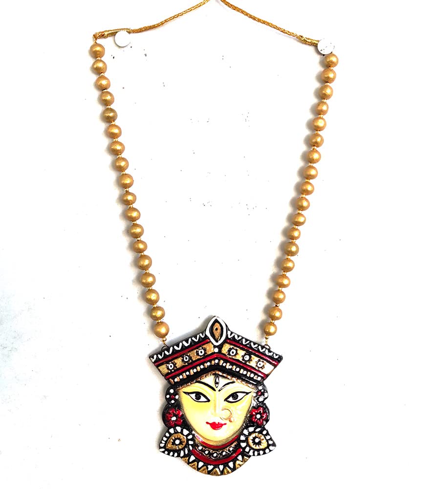 Rutus Kreations Maa Durga Devi Terracotta Pendant Necklace for Women Durga Puja (B09TPWRW79) Amazon Price History, Amazon Price Tracker