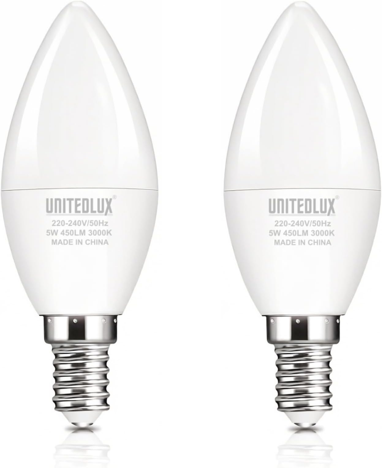 C37 LED Bayonet Light Bulb, 5W Led Bulb E14 Base 40W Equivalent, 3000K Warm White Candle Light Bulbs, 450Lm, CRI>80, No-Flickering, Non-Dimmable, Pack of 2
