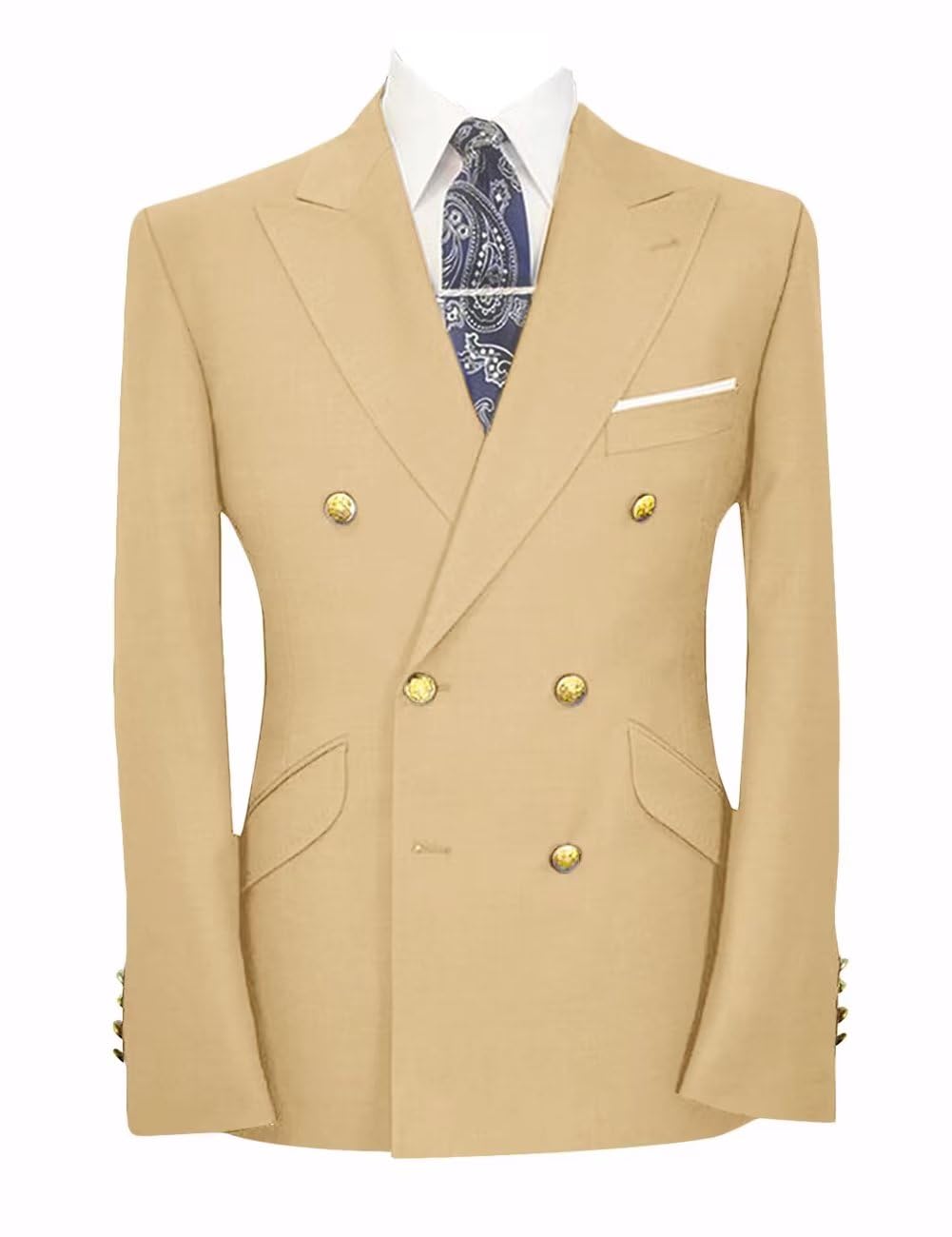 Mens Slim Fit 2 Piece Suit Double Breasted Blazer and Pants Set for Wedding Party Prom and Formal Business